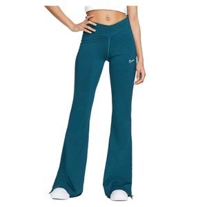 Nike Womens High Rise Flare Split Yoga Pants in Teal